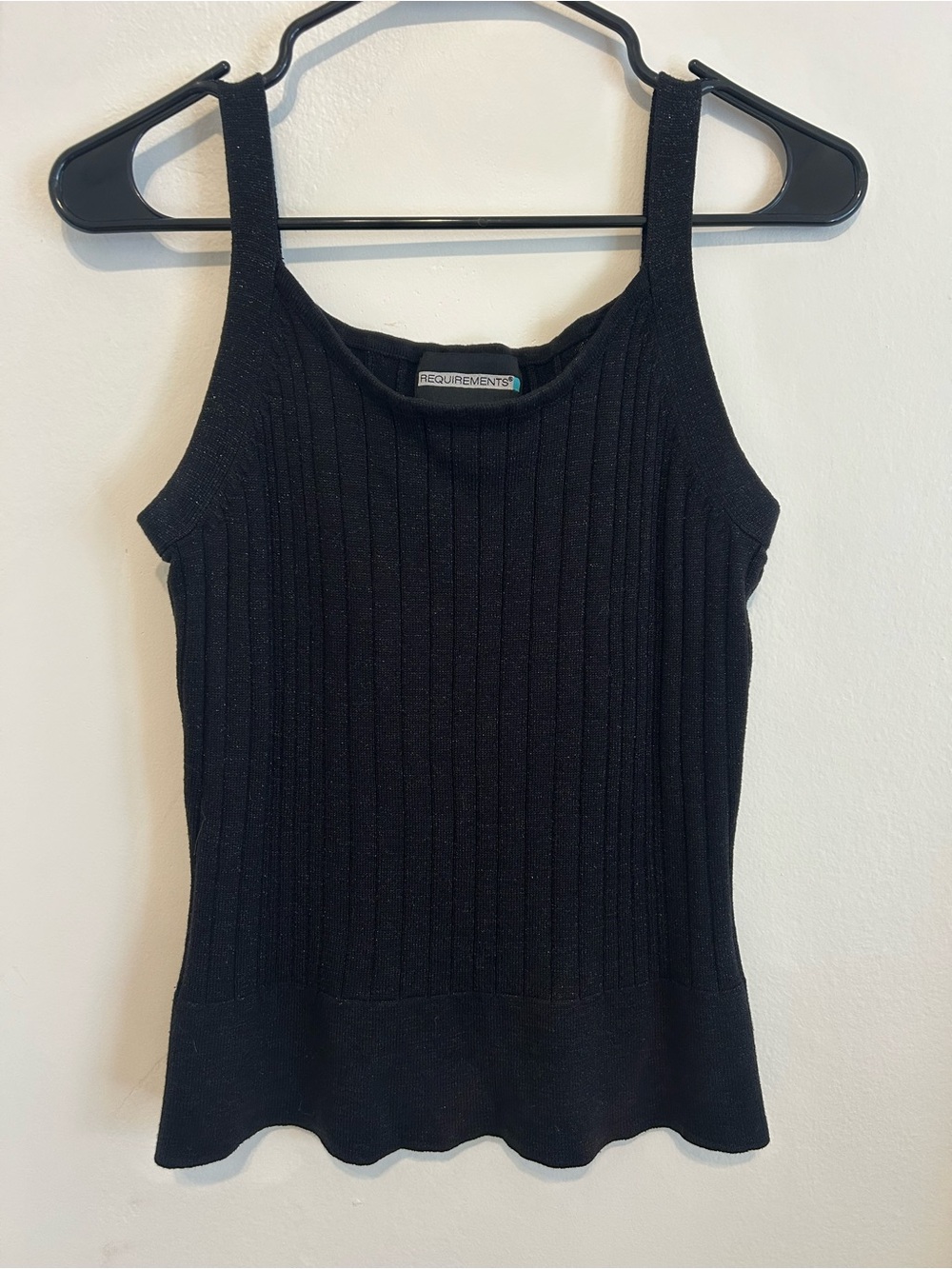REQUIREMENTS Black Ribbed Tank with Square Neck